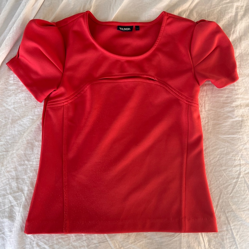 Tildon small orange shirt with cut outs